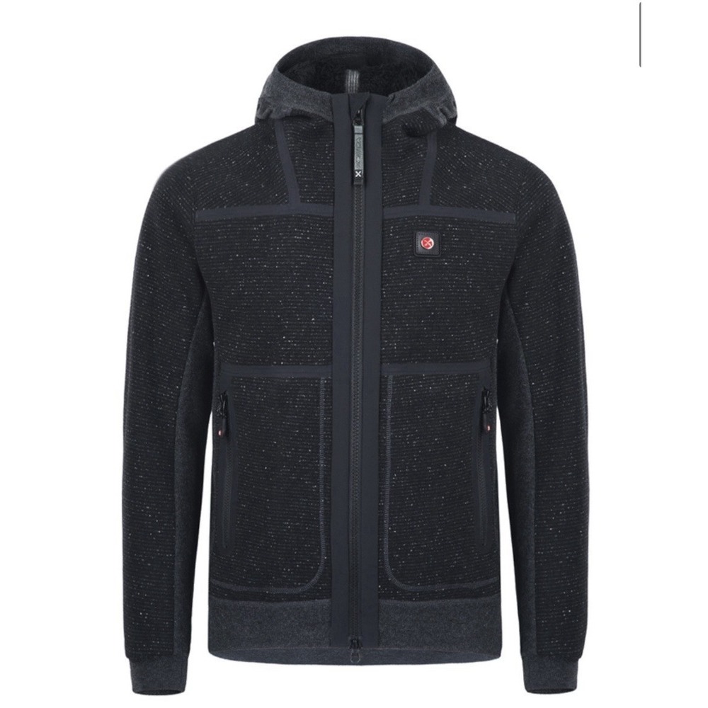 Montura San Martino Wool Blend Jacket Zip Hooded Fleece Charcoal Jacket Sz XL